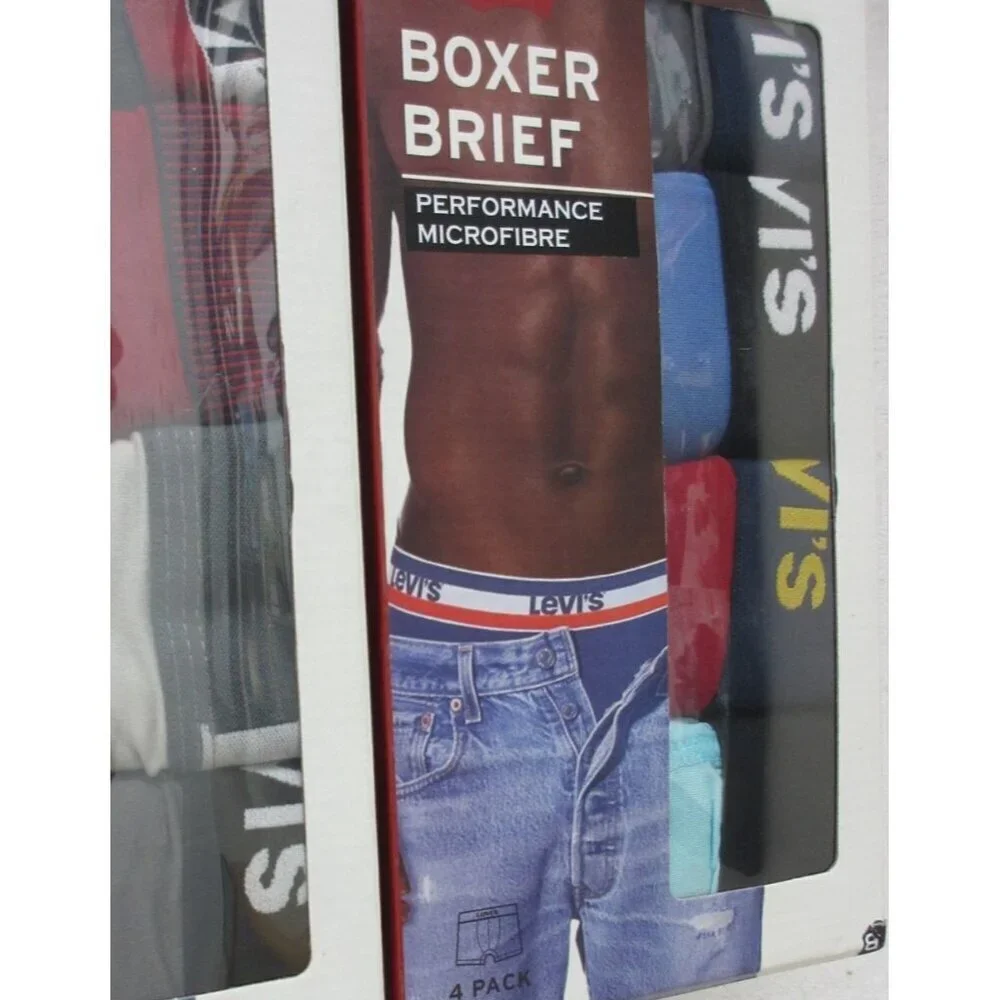 Levi's Men's Performance Microfiber 4 Pack Comfort Boxer Briefs Colors NIB